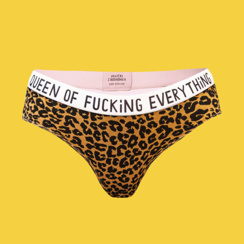 Queen of fucking everything – figi bawełniane damskie – panterka